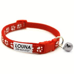 Personalized Adjustable Dog & Cat Collar with Paw Print Design - Colorful Customized Pet ID Tag Collar Stylish Safe Breakaway for Small Medium Large Pets Christmas Gift