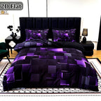 Red & Blue Plaid Duvet Cover Set – 3-Piece Digital Print Bedding, All-Season Quilt Cover with Pillowcases, Twin Full Queen King, Machine Washable, No Filling Included