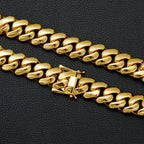 18K Gold Plated Cuban Chain Necklace for Men – 14mm Wide, 316L Stainless Steel, Waterproof & Hypoallergenic, 18 to 28 Inch – Heavy-Duty Hip Hop Jewelry Gift