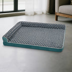 Large Dog Sofa Bed L-Shaped – Tri-Color Fabric Pet Sofa with Removable Cover & Non-Slip Base, Deep Sleep Orthopedic Couch Bed for Large & Medium Dogs