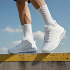 Men's Air Cushion Running Sneakers Lightweight Lace-Up Anti-Slip Shock-Absorbing Breathable Athletic Shoes for Walking Fitness Tennis Travel Sizes US 6.5-13.5 Black Blue White Yellow Red