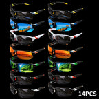 14Pcs Men's Vintage Square Fashion Glasses Set – Retro Plastic Frame Decorative Eyewear for Casual Daily Wear, Street Style & Party Accessories