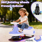 Electric Wiggle Car for Kids 2-in-1 Swing Car with Pedal, Rechargeable Battery, 2 Speeds, Anti-Rollover, Flashing Wheels – Ride-On Toy for Ages 3+ Up to 140 Lbs, Purple Yellow Blue