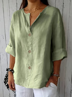 Women's Casual Loose Pullover Shirt - Relaxed Fit Vacation Top with Decorative Button Detail, Lightweight Breathable Fabric for Summer Travel, Beach & Everyday Wear | Multiple Colors S-XXL