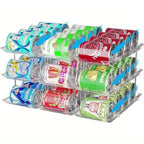 Pantry Can Organizer Rack 3-Tier Stackable – Holds 36 Cans, Auto-Rolling Transparent PET Can Storage Rack for Kitchen Pantry, Garage, Dorm & Closet, Tool-Free Assembly, Fits Soda Soup Vegetable Cans