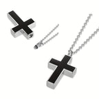 Stainless Steel Cremation Urn Necklace for Ashes – Memorial Keepsake Pendant for Pet, Human & Loved Ones with Filling Kit, Cross & Sympathy Jewelry Gift for Loss