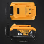 20V 8.0Ah Lithium-Ion Replacement Battery for DeWalt Cordless Tools – Compatible with DCB200, DCB205, DCB206, DCB204, DCB180 & DCD/DCF/DCG/DCS Series