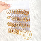48 Piece Women's Hoop Earrings Set, Elegant Geometric & Heart Design with Faux Pearl Accents & Stainless Steel Studs for Daily Wear, Parties & Gifts