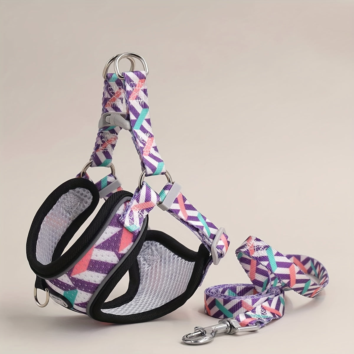 Dog Harness and Leash Set - No Pull Vest Harness for Dogs, Adjustable Reflective Dog Harness for Small Medium Large Dogs, Easy On Off Escape Proof Dog Walking Harness for Indoor Outdoor Use