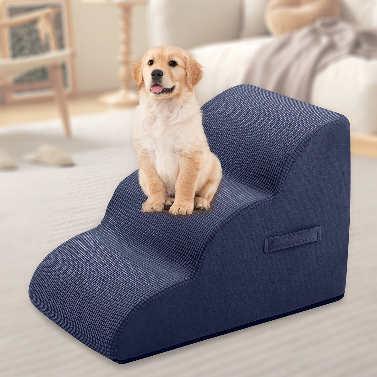Dog Stairs for Bed & Sofa – Non-Slip Pet Steps 2/3/4 Steps for Small Dogs Cats, Removable Washable Cover, Orthopedic Ramp for Senior Dogs, Injured Pets & Joint Pain Relief, 5 Colors