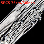 5-Piece 925 Silver Plated Snake Chain Necklace Set – 1mm Solid Bead Chain for Women & Men, Multiple Lengths 18-30 Inch, Layering Necklace Gift Set with Gift Bag