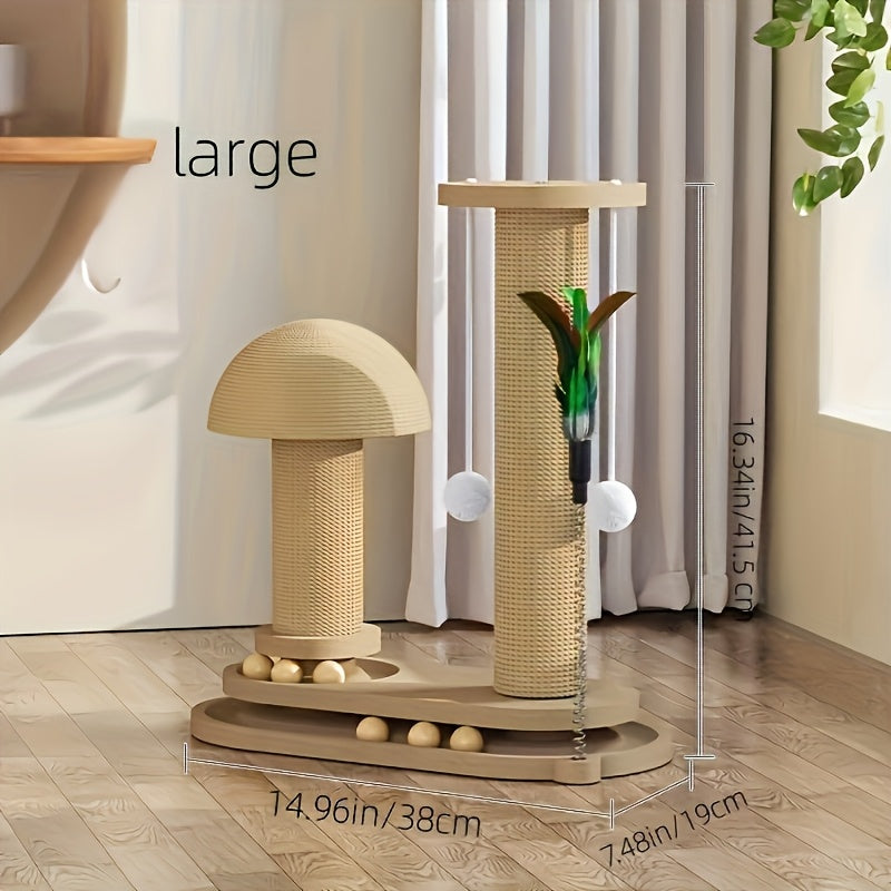 Cat Scratching Post & Cat Tree – Solid Wood Sisal Scratcher, Multiple Styles: Mushroom, Dolphin, Velvet, Hammock & Standing Board, Sizes S/M/L/XXXL for Cats of All Ages