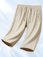 Women's Cooling Capri Pants Solid Color Mid Elasticity Smooth Fabric - Casual Lightweight Summer Cropped Pants for Daily Outings Leisure Travel Beach Vacation
