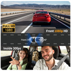 Dash Cam S2N 1080P HD Front and Rear Dual Camera with ADAS Night Vision G-Sensor Loop Recording 24Hr Parking Mode, 170° Wide Angle 2" IPS Screen Car DVR SD Card Not Included