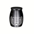 Small Keepsake Cremation Urn for Human or Pet Ashes – Mini Aluminum Alloy Funeral Urn with You Will Live in Our Memories Engraving, Memorial Ash Holder for Adults & Pets, Silver or Black