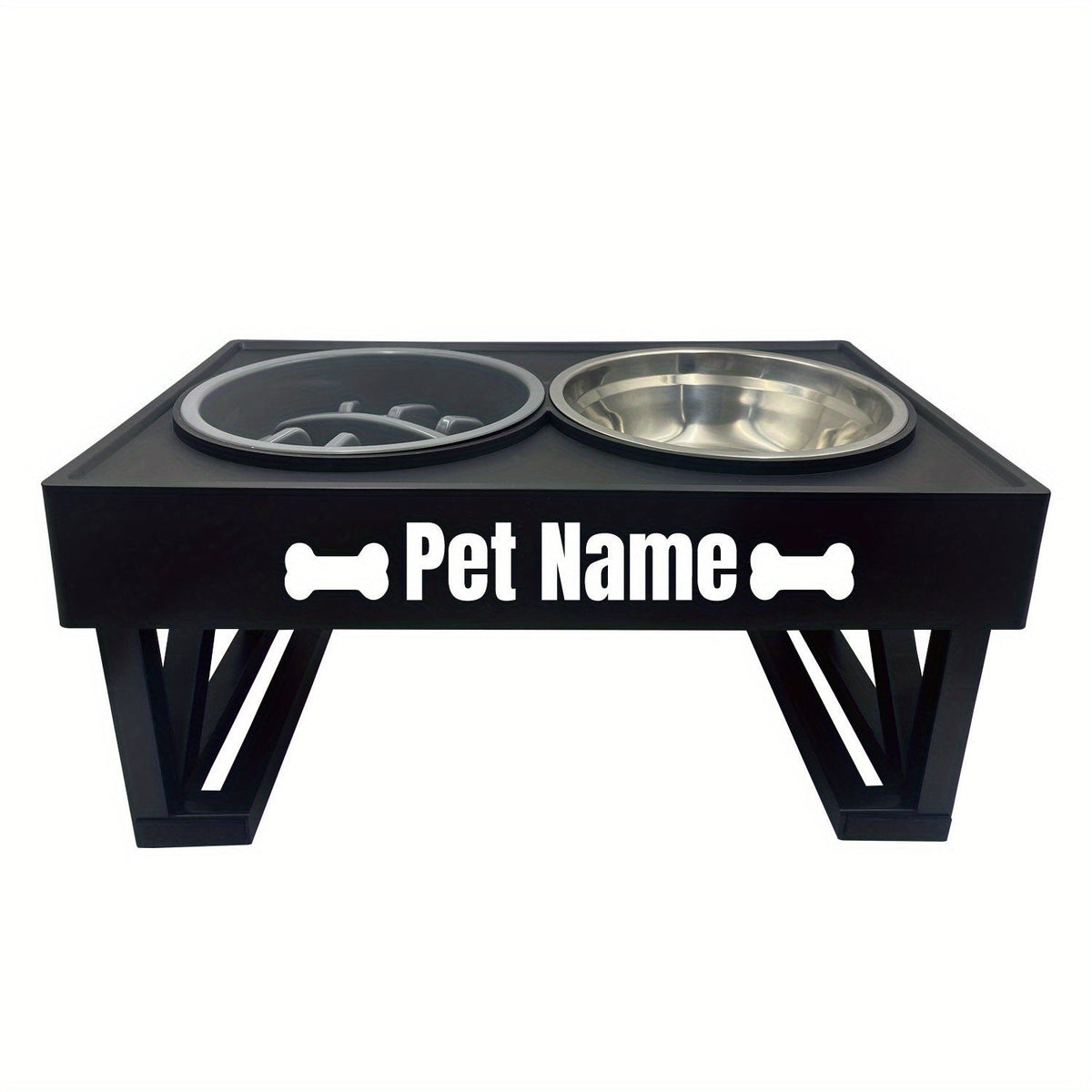 Personalized Raised Dog Bowl Stainless Steel with Slow Feeder & Height-Adjustable Double Dog Food Water Bowl for Medium Large Dogs and Cats