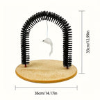 Cat Arch Self Groomer - Interactive Cat Scratching Massage Brush, Self-Grooming Corner Toy for Cats, Removes Loose Hair & Satisfies Rubbing Instinct, No Batteries Required