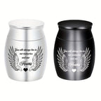 Small Keepsake Cremation Urn for Human or Pet Ashes – Mini Aluminum Alloy Funeral Urn with You Will Live in Our Memories Engraving, Memorial Ash Holder for Adults & Pets, Silver or Black