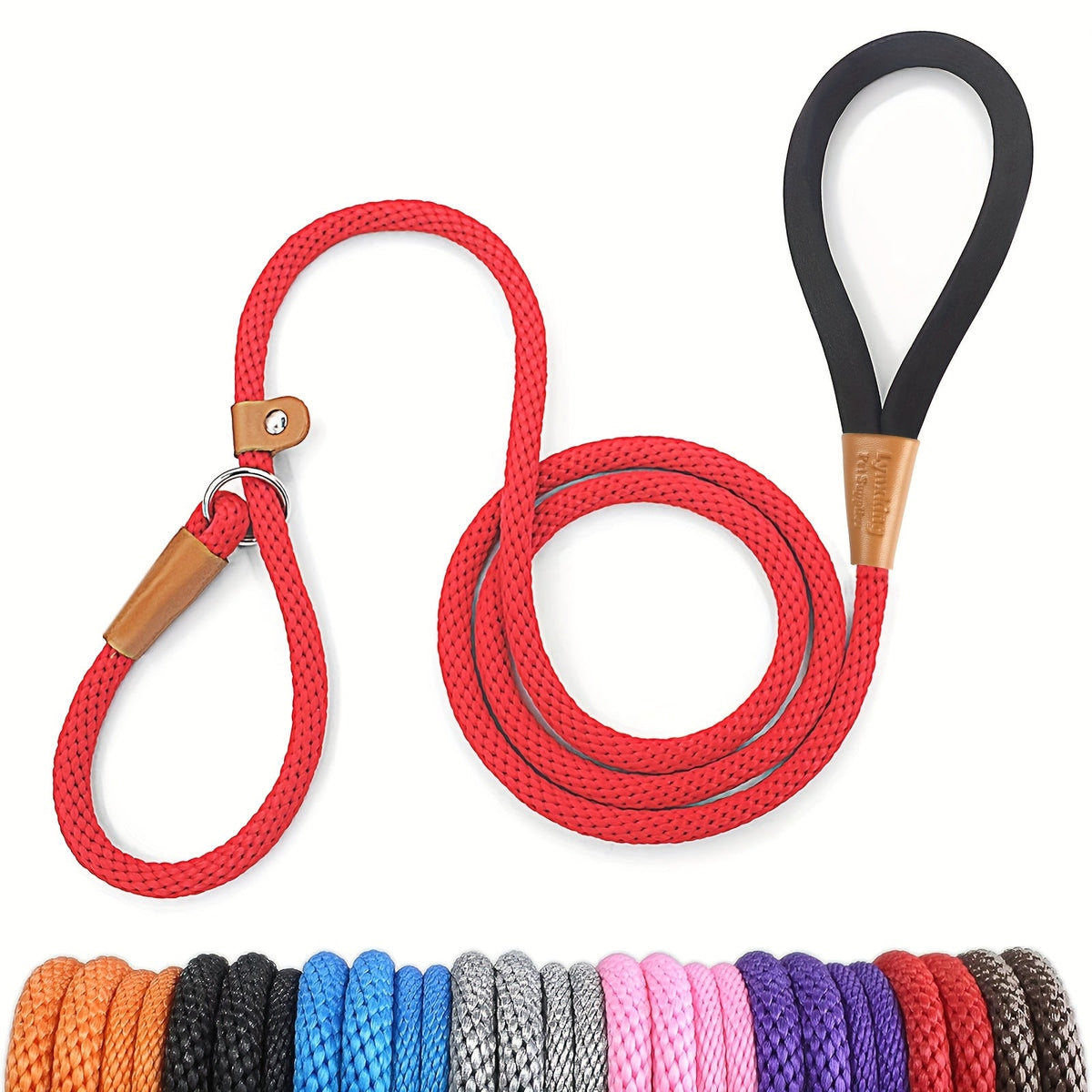 Durable Nylon Dog Leash for Small Medium Large Dogs - Heavy Duty Woven Training Leash S-XL, 8 Colors, Strong Comfortable Handle Dog Walking Lead