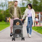 Portable Pet Stroller for Small Dogs & Cats – Foldable Travel Dog Stroller up to 33 lbs, Breathable Canopy, Smooth Wheels & Storage Basket, Ideal for Walks, Trips & Outdoor Adventures