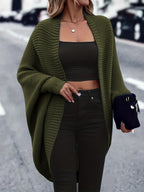 Women's Oversized Open Front Knit Cardigan Coat Long Sleeve Batwing Solid Color Sweater Jacket Fall Winter Casual Elegant Outerwear S-XXL