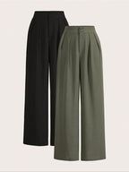 High-Waisted Wide-Leg Pants Two-Piece Set for Women – Trendy Matching Outfit, Casual & Chic Loungewear Coord Set