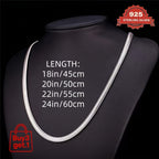 925 Sterling Silver Flat Snake Chain Necklace & Bracelet – 2D Sleek Stackable Design, Multiple Lengths, Gift Box Included, Perfect for Valentine's Day, Holidays & Everyday Layering