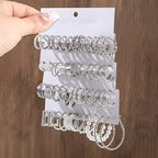 48 Piece Women's Hoop Earrings Set, Elegant Geometric & Heart Design with Faux Pearl Accents & Stainless Steel Studs for Daily Wear, Parties & Gifts