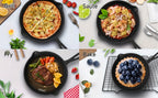3pcs Cast Iron Skillet Set with Drip Spout – Pre-Seasoned Non-Stick Heavy Duty Cookware for Holiday Cooking, RV Camping, Campfire Meals, Oven & Stovetop Safe Kitchen Gift