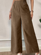 Women's High Waist Wide Leg Pants Elastic Waist Straight Leg Trousers | Elegant Casual Office Formal Wear Light Blue Black Navy Pink S M L XL XXL