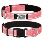 Customizable Reflective Dog Collar with Personalized Name Plate - Padded Nylon Comfort Fit, 12 Color Options, Engraved ID Tag Alternative for Small Medium & Large Dogs, Perfect Personalized Dog Gift for Dog Lovers