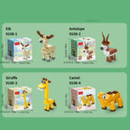10-in-1 Mini Beast Series Building Block Set Cute Animal Model Assembly Toy Combines into 1 Large Figure Desktop Ornament Christmas Halloween Birthday Gift for Kids