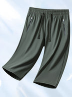 Women's Cooling Capri Pants Solid Color Mid Elasticity Smooth Fabric - Casual Lightweight Summer Cropped Pants for Daily Outings Leisure Travel Beach Vacation