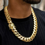 18K Gold Plated Cuban Chain Necklace for Men – 14mm Wide, 316L Stainless Steel, Waterproof & Hypoallergenic, 18 to 28 Inch – Heavy-Duty Hip Hop Jewelry Gift