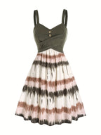 Tie Dye Print Dress Women Sleeveless Backless V-Neck Summer Casual Sundress Boho Colorful Mini Dress S-XXL Multiple Colors