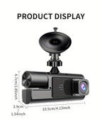 3 Channel Dash Cam 4K Front + 4K Interior + 1080P Rear with Free 32GB Card, Night Vision, G-Sensor, Wide Angle, Real-Time Recording & Parking Monitor – Velora