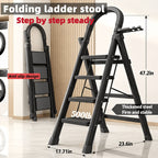 Heavy Duty Folding Step Ladder 500 Lbs Capacity - 2/3/4/5 Step Portable Non-Slip Ladder, Lightweight Durable Plastic, Foldable Step Stool for Home, Kitchen, Office & Industrial Use