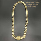 18K Gold Plated Cuban Chain Necklace for Men – 14mm Wide, 316L Stainless Steel, Waterproof & Hypoallergenic, 18 to 28 Inch – Heavy-Duty Hip Hop Jewelry Gift
