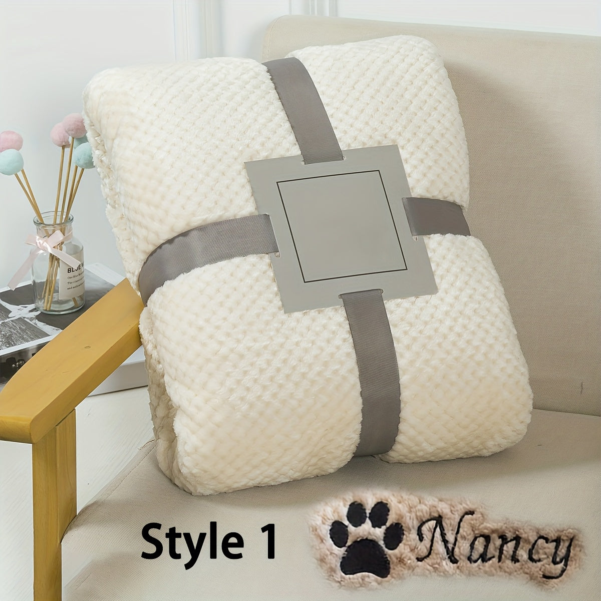 Custom Embroidered Pet Blanket for Dogs & Cats – Personalized Plaid Throw with Name or Initials, Cozy Soft Nest Blanket for Small Dogs and Cats, Warm Home Decor Pet Bed Gift
