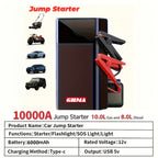 Portable Car Jump Starter 7-in-1 with 150PSI Air Compressor Digital Display Emergency Power Bank for Gas & Diesel Engines - Car Battery Booster Pack with Air Pump
