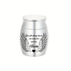 Small Keepsake Cremation Urn for Human or Pet Ashes – Mini Aluminum Alloy Funeral Urn with You Will Live in Our Memories Engraving, Memorial Ash Holder for Adults & Pets, Silver or Black