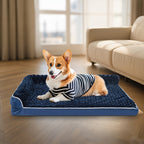 Large Dog Sofa Bed L-Shaped – Tri-Color Fabric Pet Sofa with Removable Cover & Non-Slip Base, Deep Sleep Orthopedic Couch Bed for Large & Medium Dogs