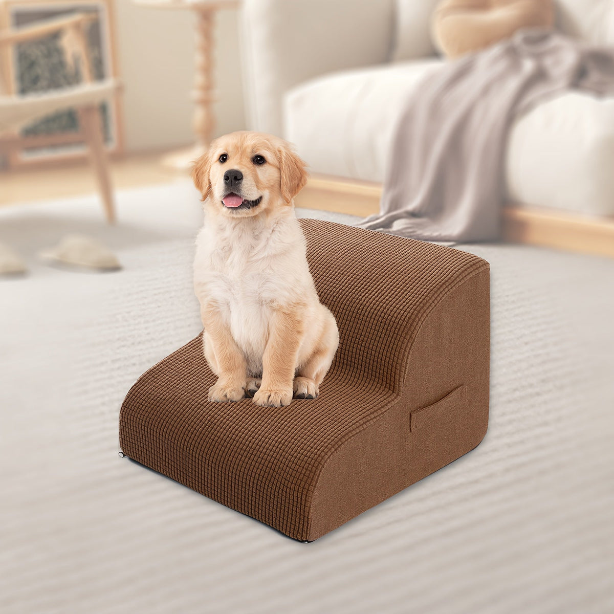 Dog Stairs for Bed & Sofa – Non-Slip Pet Steps 2/3/4 Steps for Small Dogs Cats, Removable Washable Cover, Orthopedic Ramp for Senior Dogs, Injured Pets & Joint Pain Relief, 5 Colors