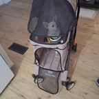 Portable Pet Stroller for Small Dogs & Cats – Foldable Travel Dog Stroller up to 33 lbs, Breathable Canopy, Smooth Wheels & Storage Basket, Ideal for Walks, Trips & Outdoor Adventures