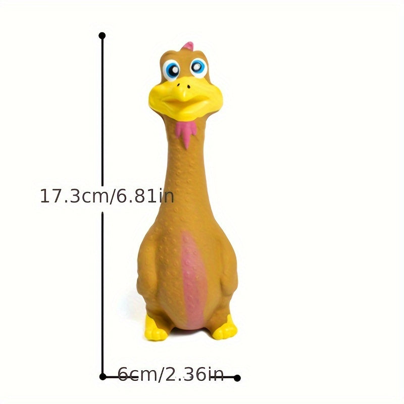 Squeaky Rubber Dog Chew Toy Chicken & Duck - Interactive Anti-Boredom Stress Relief Dental Chew for Dogs, Fun Squeaky Toy for Teeth Cleaning, 3-Piece Set or Singles