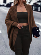 Women's Oversized Open Front Knit Cardigan Coat Long Sleeve Batwing Solid Color Sweater Jacket Fall Winter Casual Elegant Outerwear S-XXL