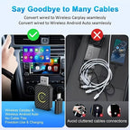 Mini Wireless CarPlay Adapter 2025 Upgraded – Plug & Play Wired to Wireless CarPlay Dongle for Apple iPhone & Android, Low Latency, Fast Stable Connection, No Battery Required, USB Set Included