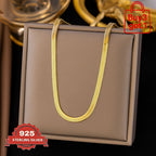925 Sterling Silver Flat Snake Chain Necklace & Bracelet – 2D Sleek Stackable Design, Multiple Lengths, Gift Box Included, Perfect for Valentine's Day, Holidays & Everyday Layering