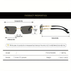 Unisex Rimless Leopard Sunglasses - UV400 Narrow Rectangular Frameless Shades in Black & Gold, Premium Fashion Eyewear for Men & Women, Includes Case & Cloth, Great for Parties Travel & Festivals
