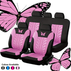 Universal Car Seat Covers for 5-Seater Vehicles - Butterfly & Tire Pattern, Thickened Wear-Resistant Breathable Fabric, Full Set Front & Rear Seat Protection, Fits Most Cars, Trucks & SUVs